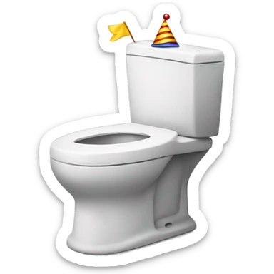 Skibidi toilet with a party hat sticker