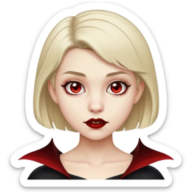 teenage vampire girl with short dark blonde hair and white skin sticker