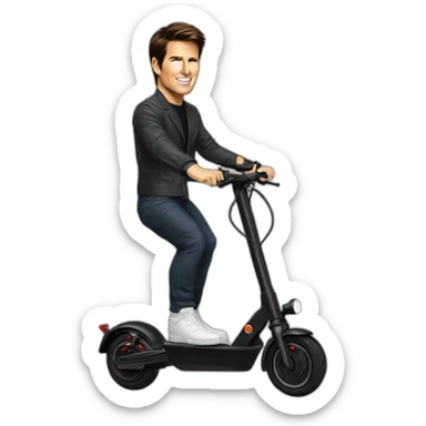 Tom Cruise on electric scooter rob sticker