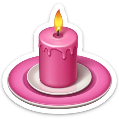 A drawing of a flaming pink candle that could be used at a romantic dinner table. The camera should be isometric at a high angle. sticker