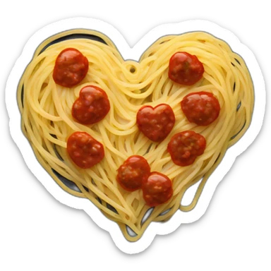 Heart shape spaghetti and sauce on black heart plate sticker