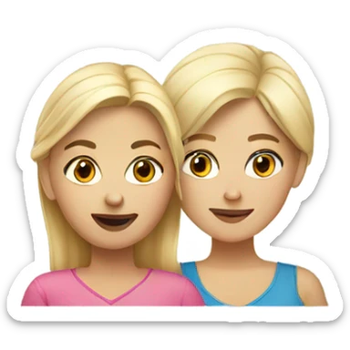 Blonde mom and dark haired daughter sticker