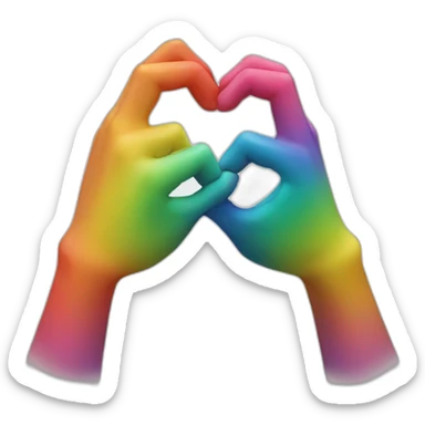 Dos Corazones arcoiris de la mano sticker