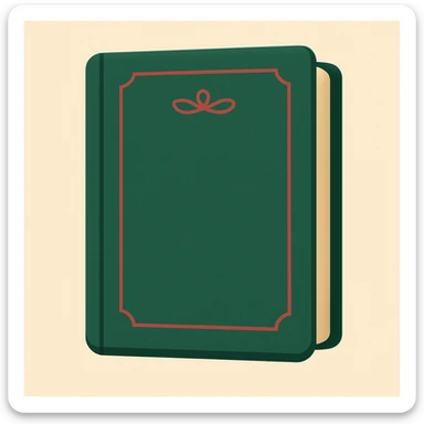 Edit the emoji of a classic French book inspired by 'À la recherche du temps perdu' with a green cover and red title. The style should be elegant, minimal, and no text on the cover. Maintain the classic book look with a refined and simple design. sticker