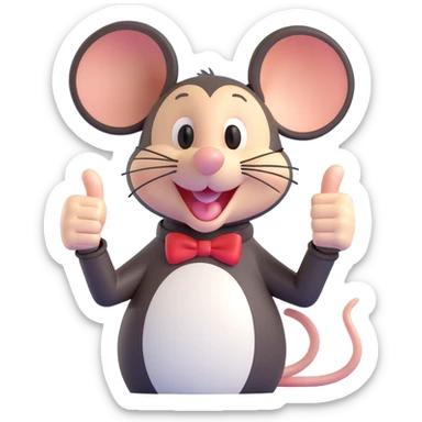 cheerful mouse, smiling, showing a thumbs up gesture sticker