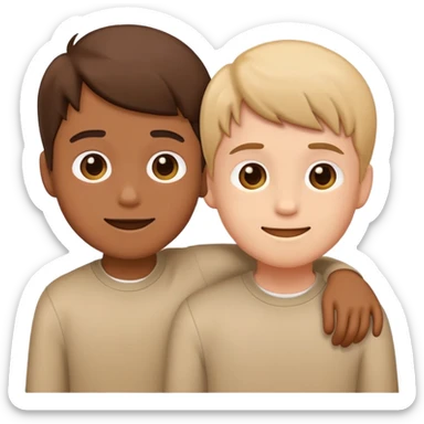 simple and expressive emoji of two boys together, friendly vibe sticker