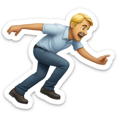 man crawling reaching something in front of him sticker