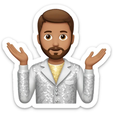 Justin Jeffre (b.1973) from 98 Degrees with brown hair and short beard, white sequin outfit sticker