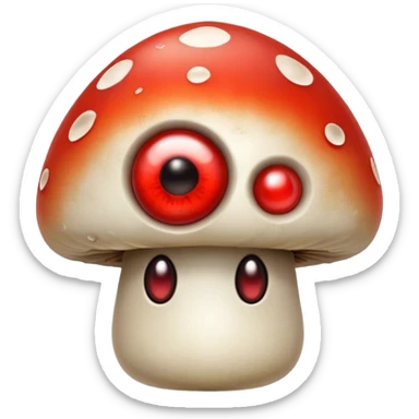 Mushroom with bloodshot eyes sticker