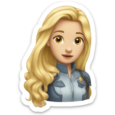 A blond girl Whit a horse  sticker