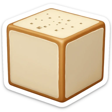 block of tofu, off-white, smooth top, porous sides, clean squared edges, moist sheen, no plate, no garnish, no packaging, soft lighting, transparent background, emoji scale sticker