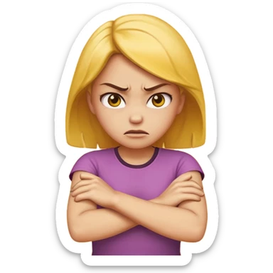angry face girl emoji with arms crossed over each other in front  sticker