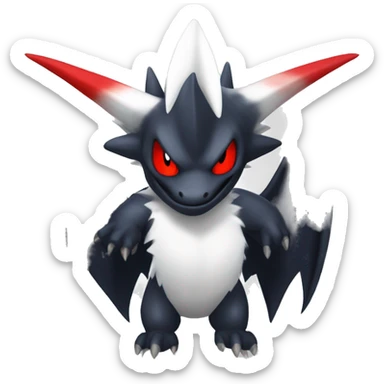 Black Cool Edgy Nargacuga-Garchomp-Absol Fakémon  with White and Red Edgy markings sticker