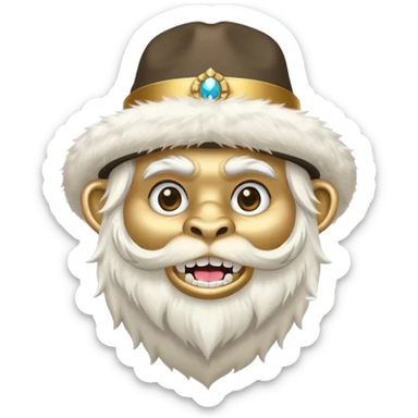 a yeti with a pimp hat and fur coat and gold teeth sticker