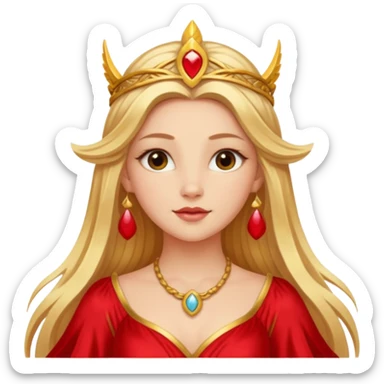 Freya, Goddess of Love from Gods and Goddesses with long golden blonde hair, red outfit sticker