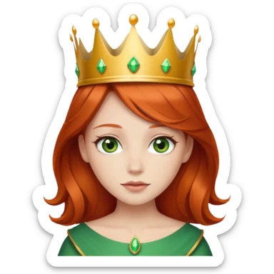 pretty redhead green eyed girl wearing crown sticker