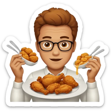 
man enjoying a plate of chicken sticker