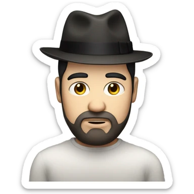 fat white man with black hair a fedora and a neck beard (super ugly) sticker