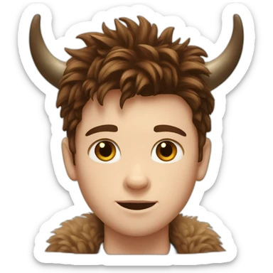 White boy brunette with fluffy highland cow sticker
