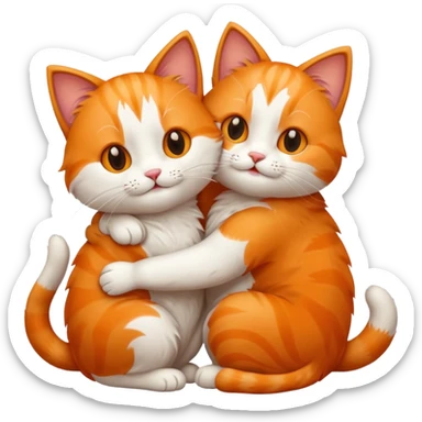 two happy cats hugging sticker