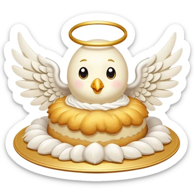 a cream pie flying with angel wings sticker
