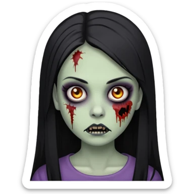 menina com cabelo liso preto com feito de zumbi  sticker