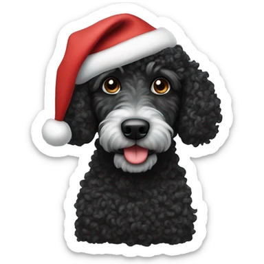 Black curly doodle with Santa hat sticker