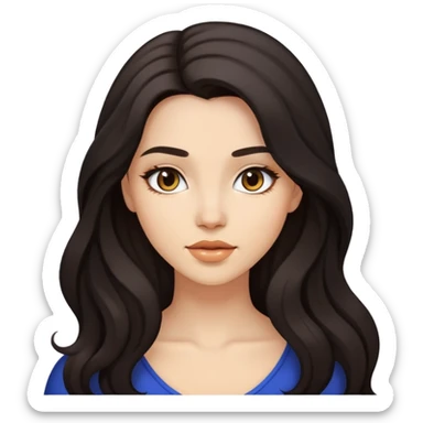 young woman with dark flowing hair and light makeup sticker