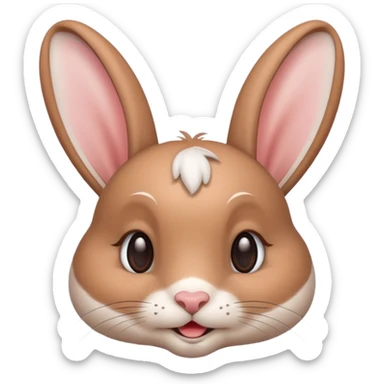 wink rabbit with one ear up sticker