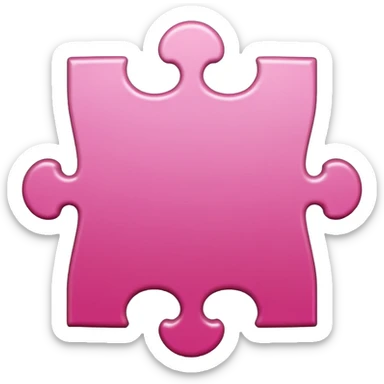 puzzle piece emoji, classic jigsaw shape, pink sticker
