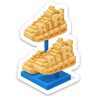 two pairs of Nike Air More Uptempo sneakers in beige on a display stand sticker