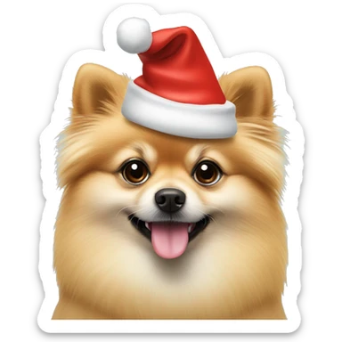 Pomeranian with santa hat sticker