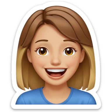 Laughing a lot with tears coming from eyes brown hair with highlights sticker