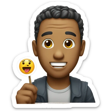 Postcard with an emoji with his tongue sticking out sticker