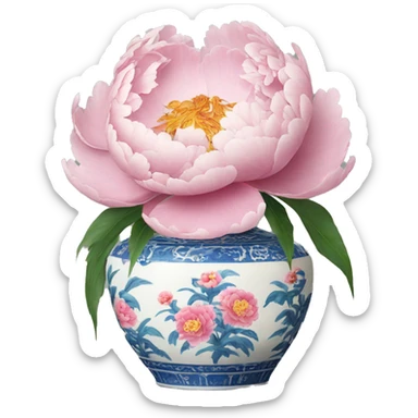 Peony in chinoiserie vase sticker