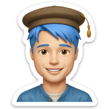 brad pitt, blue hair, hat sticker