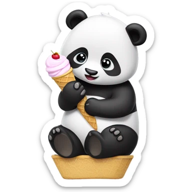 Panda eating ice cream sticker