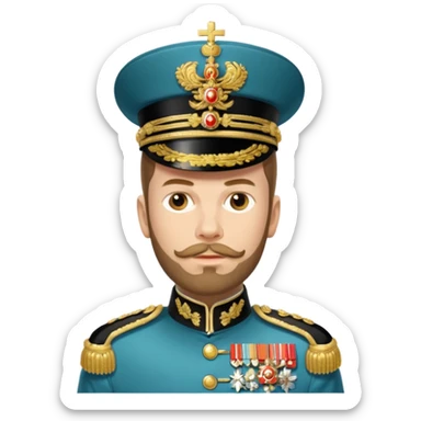 Nicholas II, Russian tsar, ornate uniform sticker