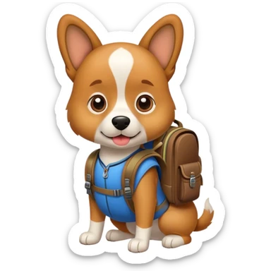 Dog woth backpack sticker