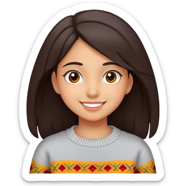 Young latina girl very cheerful, with school sweater sticker