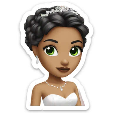 Bratz bride black hair green eyes sticker