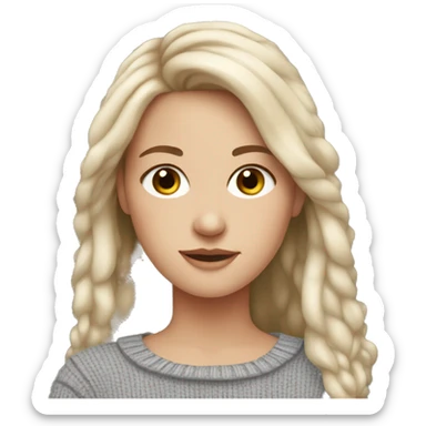 White girl with dark hair wearing sweater  sticker