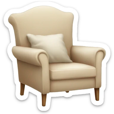 Simple Beige Armchair with blanket and open book on it sticker