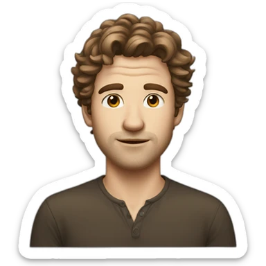 white men with a mole on the cheek, brown messy hair semi-long sticker