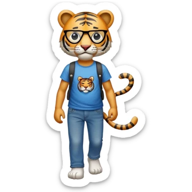 anthropomorphised tiger in a band t-shirt and jeans wearing an eye patch walking upright sticker