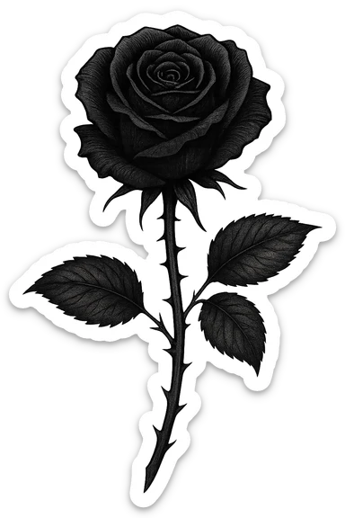 emo black rose, no background sticker