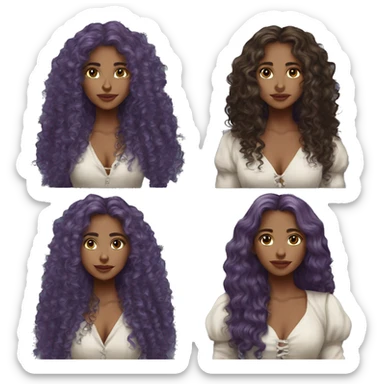 Three musketeers dark lilac women curly long hair sticker