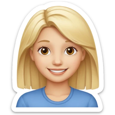 smiling girl with blonde hair sticker