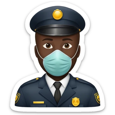 security guard, faceless, circle symbol on mask sticker
