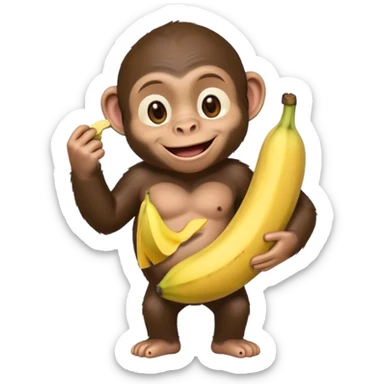 cute emoji of chimpanzee named Chimpanzini Bananaini using a banana as a tool to fix a broken heart sticker